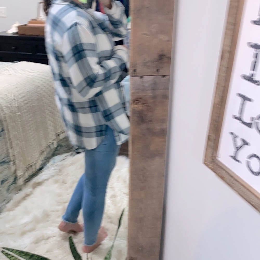 Jachs girlfriend plaid shirt button down size small with pockets - Picture 5 of 11